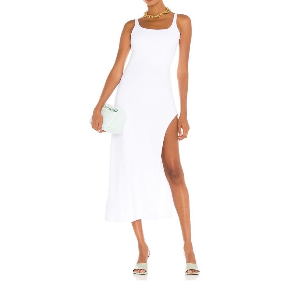 Susana Monaco Thigh High Cutout Midi Tank Dress in White - Size S